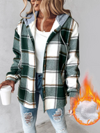 Plaid Long Sleeve Plush Hooded Jackets