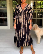 Yolanda Premium V Neck Dress Chic Silhouette Collection