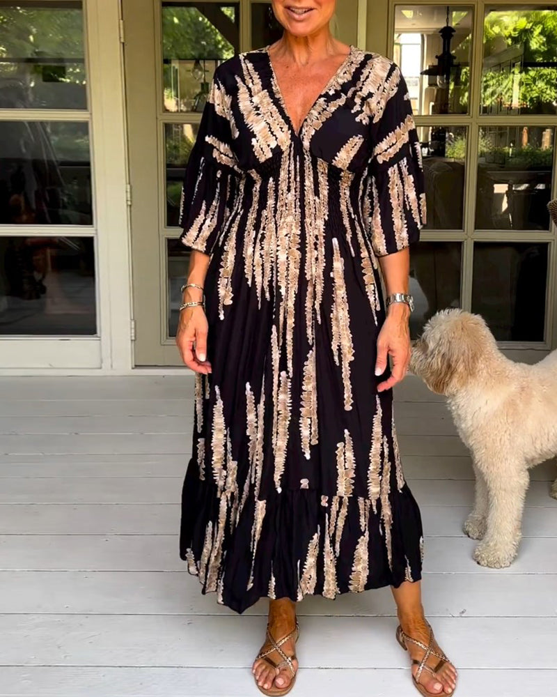 Yolanda Premium V Neck Dress Chic Silhouette Collection