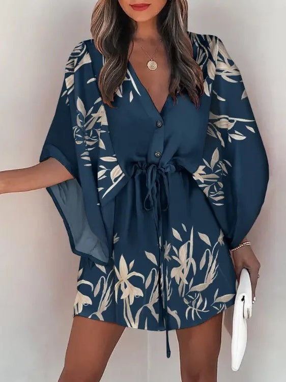 V-neck Tie For A Casual Vacation Look Mini&Short Dresses