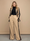 Khaki Pocket Stripes Suit 2-piece Sets
