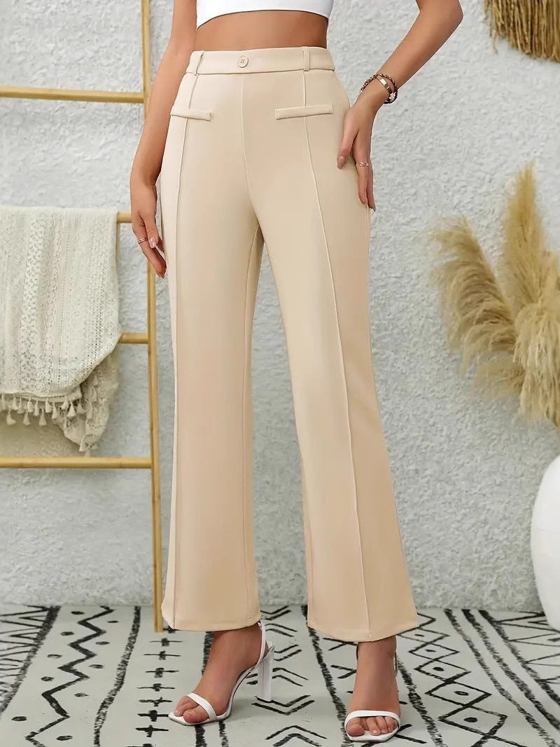 Slim-fit, Loose-fitting, Slightly Flared, High-waisted Straight-leg Trousers