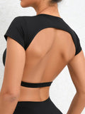Crew Neck Tight-fitting Backless Exercise And Fitness T-shirts
