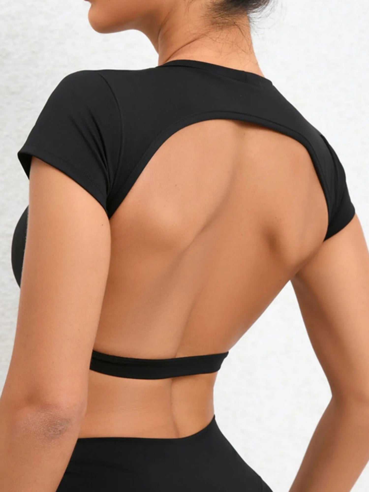 Crew Neck Tight-fitting Backless Exercise And Fitness T-shirts