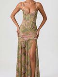 Camisoles Mesh Floral Resort Style Maxi Dresses