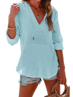 Long-sleeved V-neck Pocket Hoodie