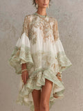 Ruffled, Vacation-style Loose-fitting, Flowy Short Dress