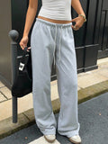 Drawstring Relaxed Exercise Mid-low Waist Sweatpants