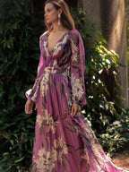Floral Print V-neck Maxi Dresses