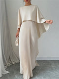 Cloak Batwing Sleeves Crimp Temperament Grace Maxi Dresses