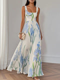Camisoles Floral Digital Printing Crimp Maxi Dresses