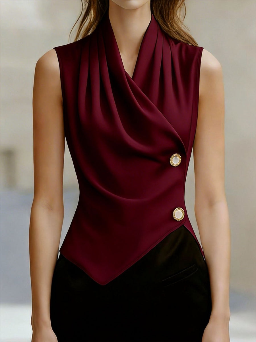 Kink Temperament Commuting Pleated Jacket Tank Tops