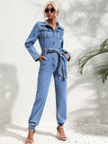 Button-up Slim-fit Jumpsuit Jeans