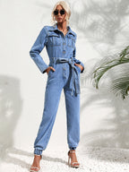 Button-up Slim-fit Jumpsuit Jeans