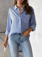 Loose-fit Long Sleeve Stripes Stripes Shirts