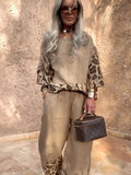 Leopard Trim Casual Lounge Set
