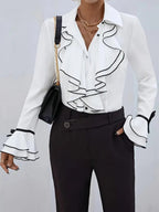 Ruffle Bell Sleeves Blouse&Shirts