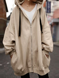 Zipper Long Fleece Lined Coat Hoodies