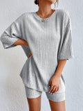 Piping Crew Neck Loose T-shirt And Shorts 2-piece Sets