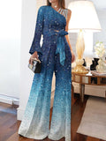 Off-shoulder Casual High-waisted Plus Size Wide-leg 2-piece Set