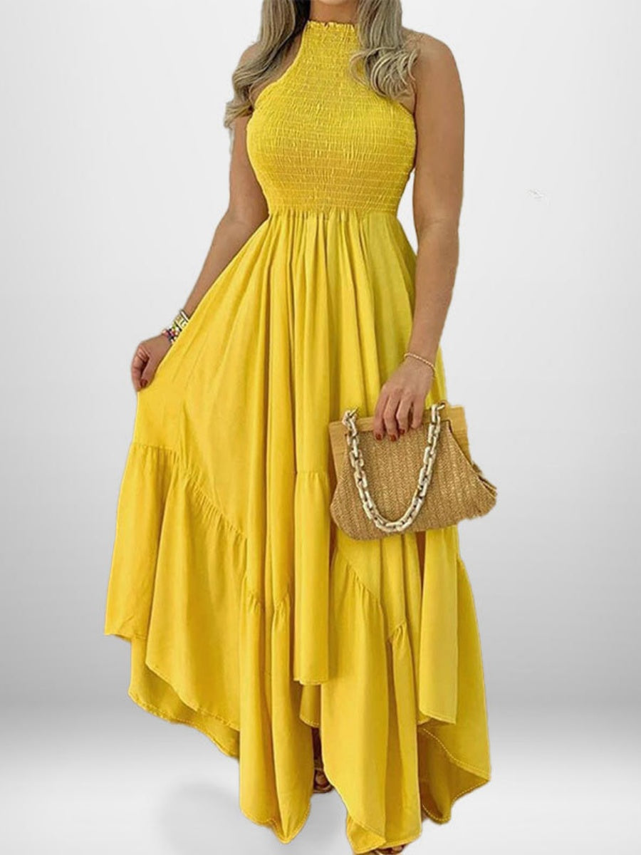 Halter Sleeveless Irregular Hem Temperament Vacation Parties Maxi Dresses