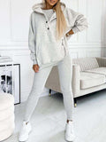 Sporty Casual Hoodie Sweatshirt, Ribbed Slim Fit Vest And Pants Three-piece Set