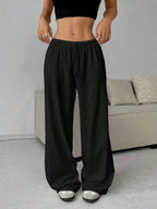 Elastic Waistband Lace Up Wide-leg Pants