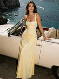 Solid Color Sleeveless Long Bodycon Dress With Back Tie Design