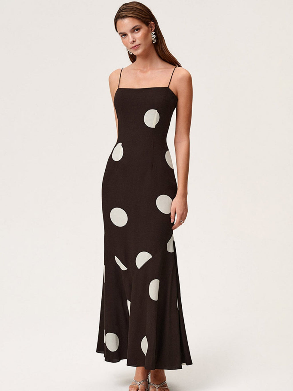 Polka Dots Camisoles Slim-fit Backless Maxi Dresses