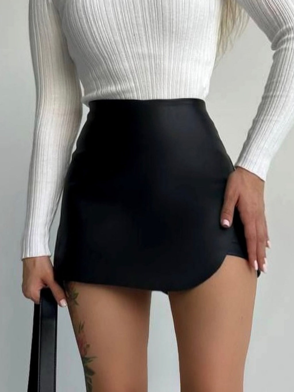 PU Leather High-waisted Hip-hugging Skirts And Pants