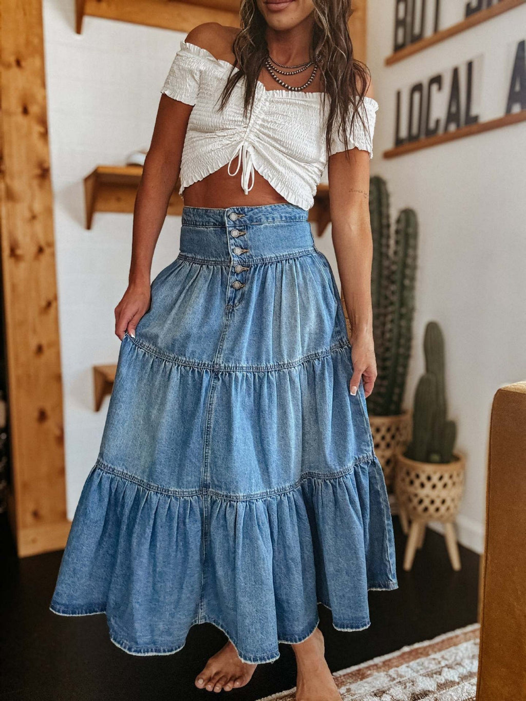 Denim Layered Splicing Cake Skirt