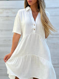 Lapel Loose, Full Skirt Mini&Short Dresses
