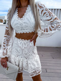 Floral Openwork Lace Fashion Embroidery 2-piece Sets