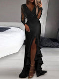 Black Mid-waist Bandeau Top Bohemian Style Maxi Dresses