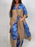 Painting 3D Printed Top And Pants, Casual Two-piece Set