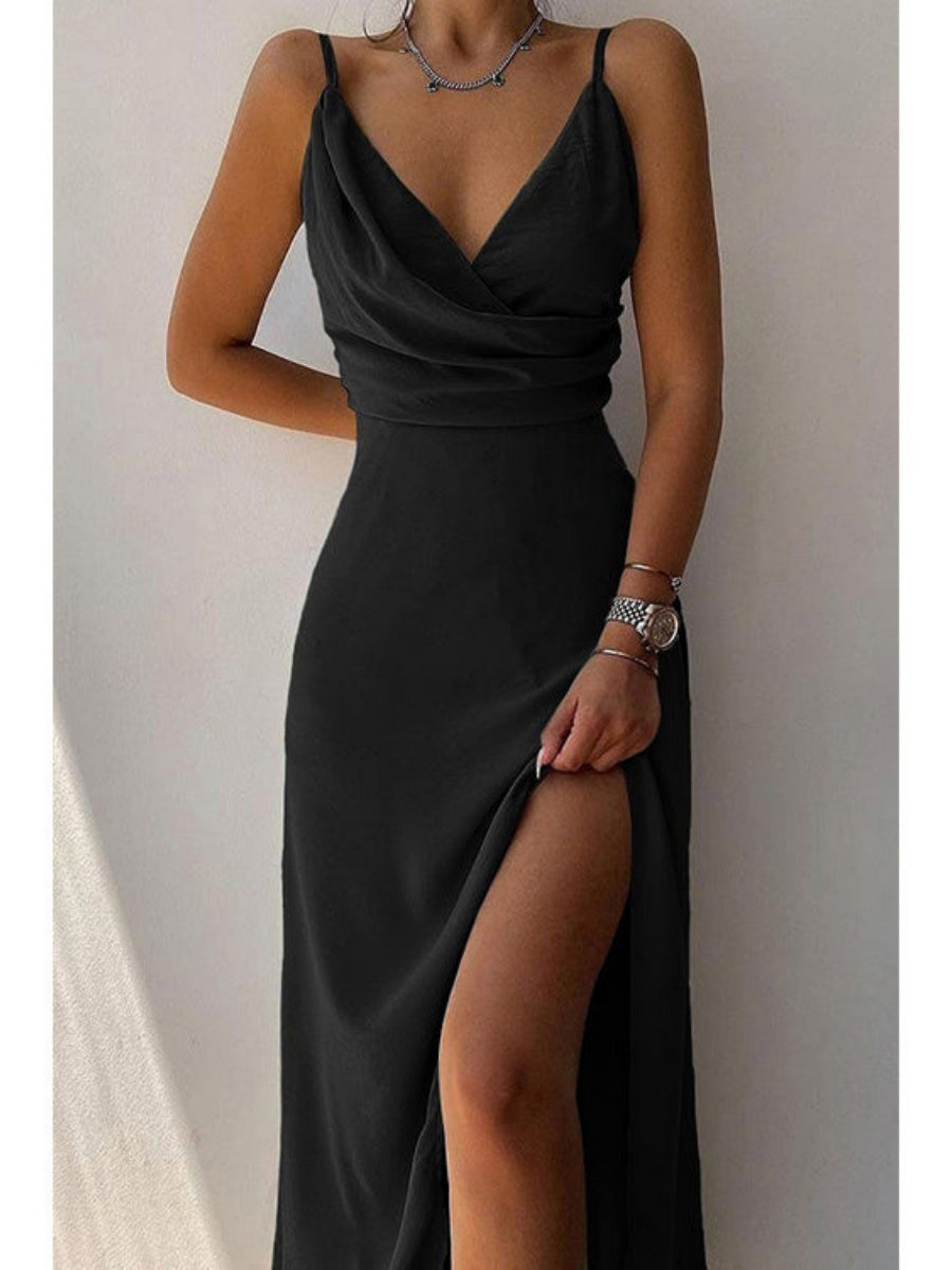 V-neck Camisoles Slit Formal Dress Maxi Dresses
