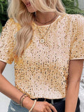 Sequins Crew Neck Short Sleeve T-shirt