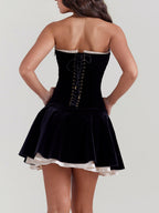 Elegant Enchantment - Black Velvet Strapless Dress