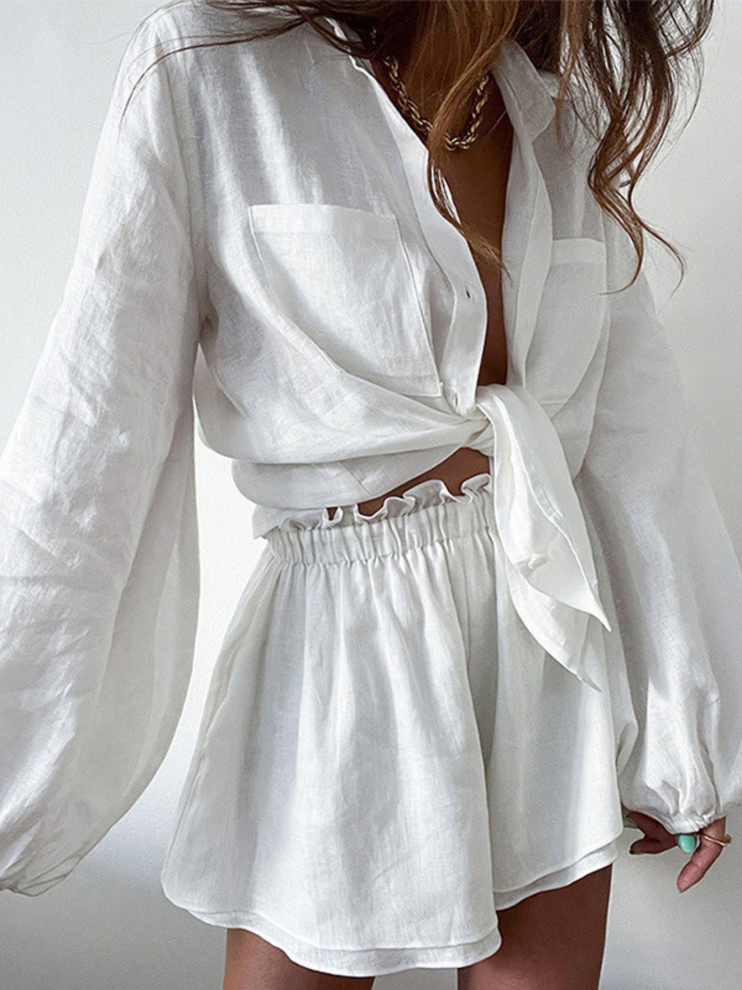 Ruffle Shorts And Shirt 2-piece Sets