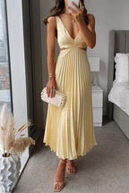 Caitlin Statement Pleated Dress with a Neckline Designer Edit