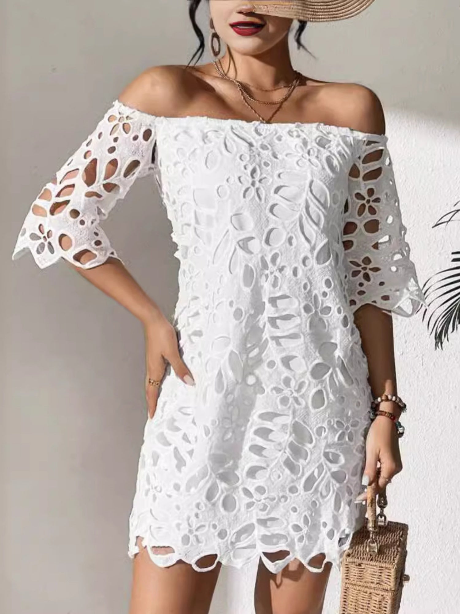 Lace Cutout Off-shoulder Mini&Short Dresses