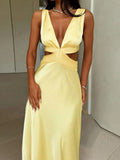 Halter Hollow V-neck Formal Dress Maxi Dresses