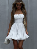 Cotton Blend Lace Up Camisoles Beach Smock Mini&Short Dresses