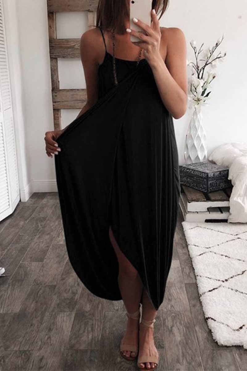 Draped Crossover Spaghetti Strap Tulip Hem Knit Maxi Dress