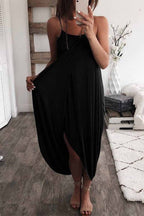 Draped Crossover Spaghetti Strap Tulip Hem Knit Maxi Dress