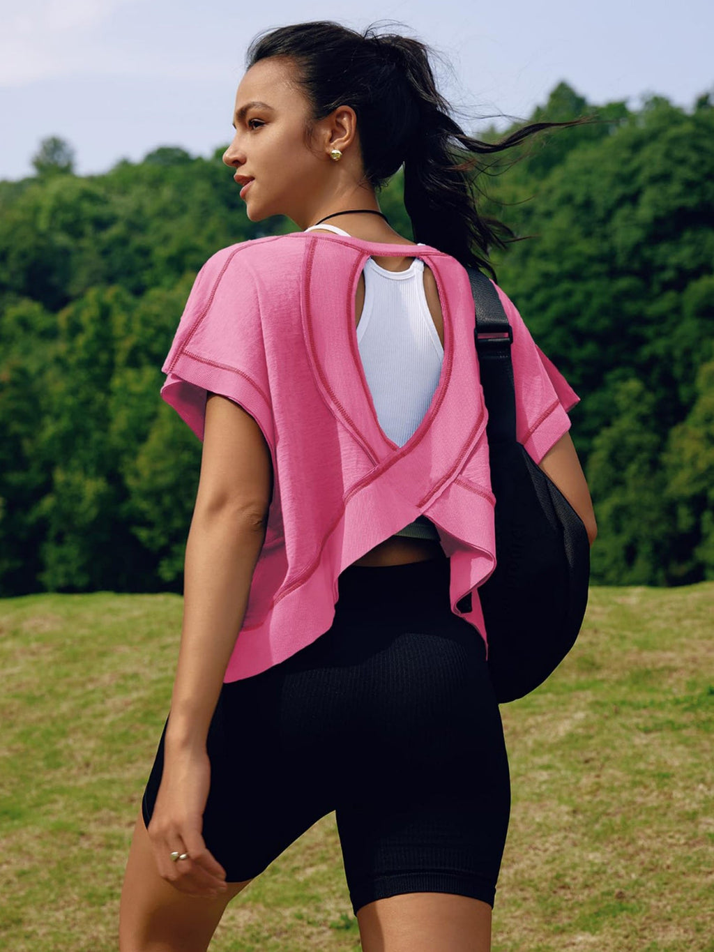 Backless Yoga Relaxed And Casual T-shirts