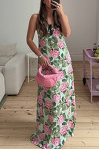 Strapless Tube Jardin Print Maxi Dress