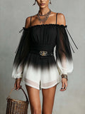 Off-shoulder Tie-waist Gradient Jumpsuit