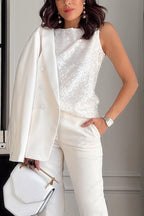 Round Neck Sleeveless Sequin Top
