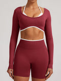 Seamless Faux Two-Piece Exercise And Fitness Yoga Long-sleeved Top